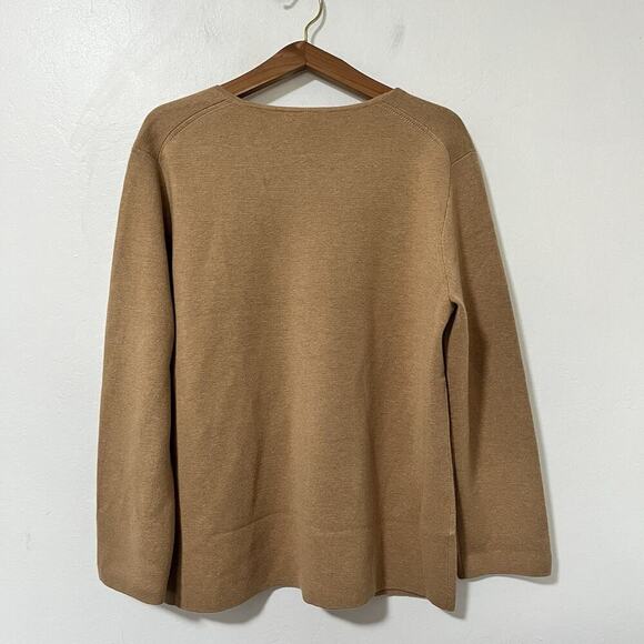 J Crew Giselle V Neck Sweater Blazer Size L Heather Acorn Old Money Preppy - Picture 2 of 5